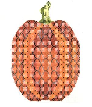 click here to view larger image of Tall Orange Trellis Pumpkin (hand painted canvases)