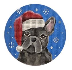 click here to view larger image of French Bulldog Santa (hand painted canvases)