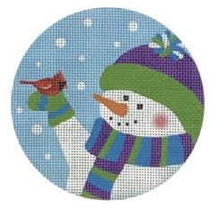 click here to view larger image of Jax Snowman w/Cardinal Ornament (printed canvas)