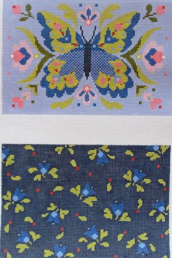 click here to view larger image of Vanessa - Blue Butterfly Clutch (hand painted canvases)
