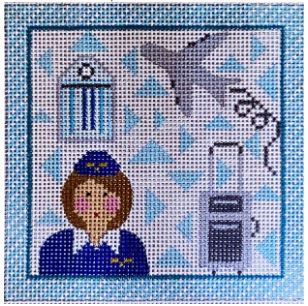 click here to view larger image of Flight Attendant Square (hand painted canvases)
