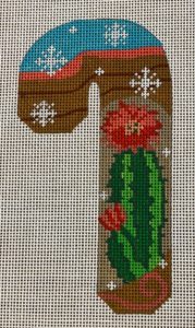 click here to view larger image of Cactus in Bloom Candy Cane (hand painted canvases)
