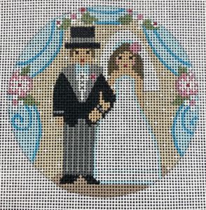 click here to view larger image of Bride and Groom Round (hand painted canvases)