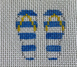 click here to view larger image of Mini - Blue Flip Flops (hand painted canvases)