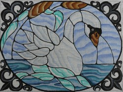 click here to view larger image of Swan Stained Glass (hand painted canvases)