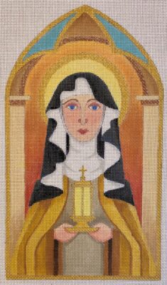 click here to view larger image of St Clare of Assisi - Patron Saint of Needleworkers (hand painted canvases)