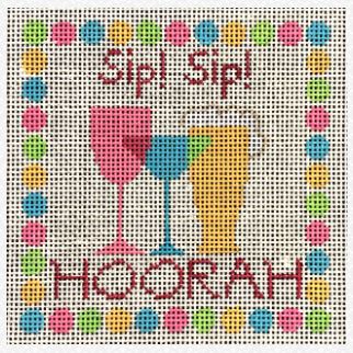 click here to view larger image of Sip Sip Hoorah! (hand painted canvases)
