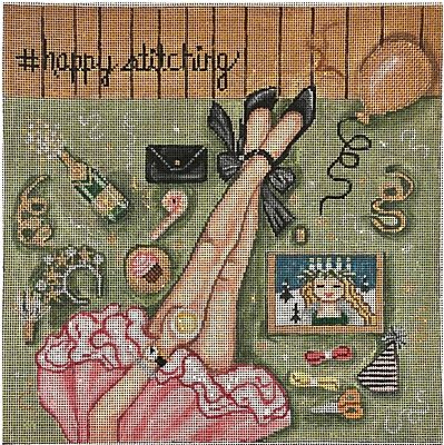 click here to view larger image of Happy Stitching - New Years Eve (hand painted canvases)