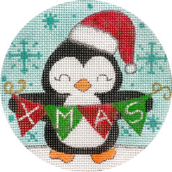 click here to view larger image of Penguin w/Christmas Sign (hand painted canvases)