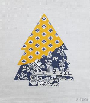 click here to view larger image of Yellow/Blue Toile Tree (hand painted canvases)