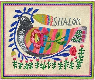 click here to view larger image of Shalom Dove w/Flowers (hand painted canvases 2)