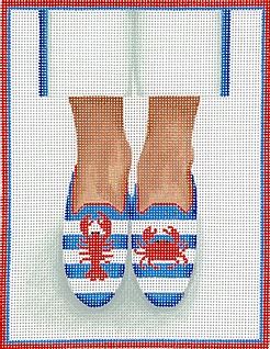 click here to view larger image of Needlepoint Loafers - Lobster and Crab (hand painted canvases 2)