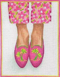 click here to view larger image of Needlepoint Loafers - Palm Trees (hand painted canvases 2)