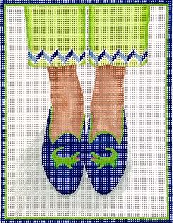 click here to view larger image of Needlepoint Loafers - Gators (hand painted canvases 2)