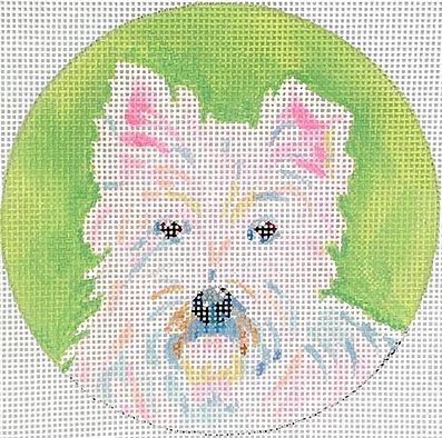 click here to view larger image of Mini Ornament - Westie  (hand painted canvases 2)