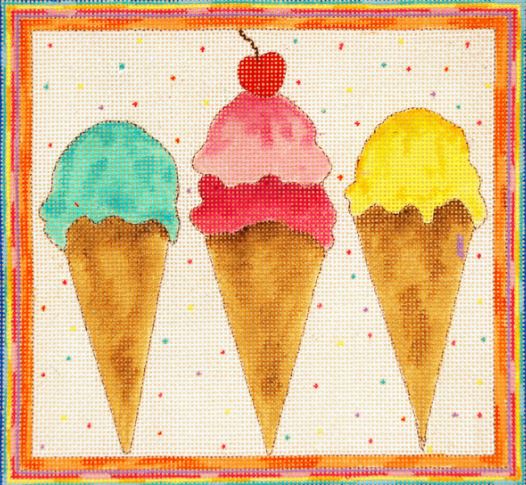 click here to view larger image of Ice Cream Cones (hand painted canvases)