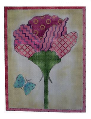 click here to view larger image of Pink Flower w/Butterfly (hand painted canvases)
