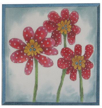 click here to view larger image of Red Dottie Flowers (hand painted canvases)