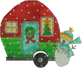 click here to view larger image of Camper w/Snowman (hand painted canvases)