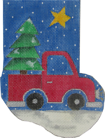 click here to view larger image of Bringing Home the Tree II - Red Truck (hand painted canvases)