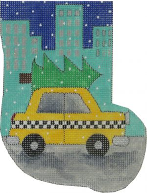 click here to view larger image of Christmas in the City -  Taxi (hand painted canvases)