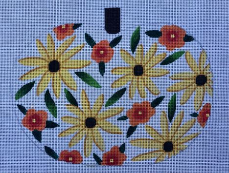 click here to view larger image of Blackeyed Susans w/Poppies Pumpkin (hand painted canvases)