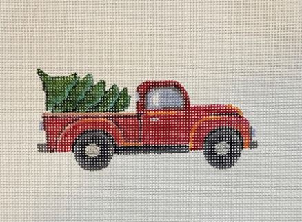 click here to view larger image of Red Truck w/Christmas Tree (hand painted canvases)