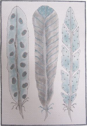 click here to view larger image of Feather Study - Blue (hand painted canvases)