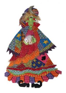 click here to view larger image of Madame Fate Patchwork Witch (hand painted canvases)