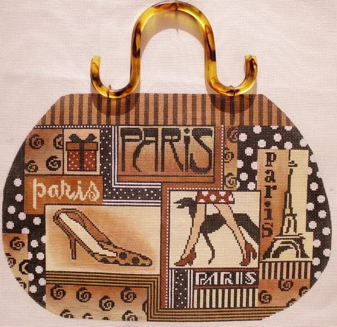 click here to view larger image of Parisian Purse - Purse Handle Included (hand painted canvases)