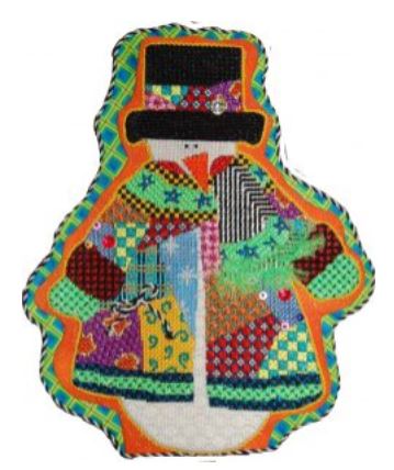 click here to view larger image of Patchwork Snowman w/Top Hat (hand painted canvases)