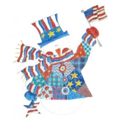 click here to view larger image of God Bless America Patchwork Snowman  (hand painted canvases)