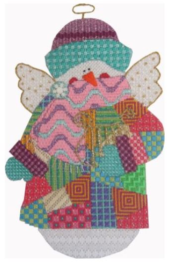 click here to view larger image of Patchwork Snowman Angel (hand painted canvases)