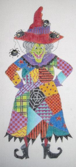 click here to view larger image of Black Widow Patchwork Witch (hand painted canvases)