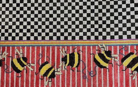 click here to view larger image of Bees on Stripes (hand painted canvases)