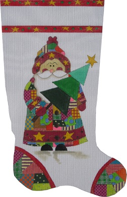 click here to view larger image of Original Patchwork Santa Stocking (hand painted canvases)