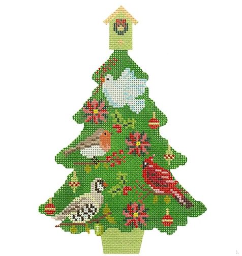 click here to view larger image of Christmas Birds Tree (hand painted canvases)