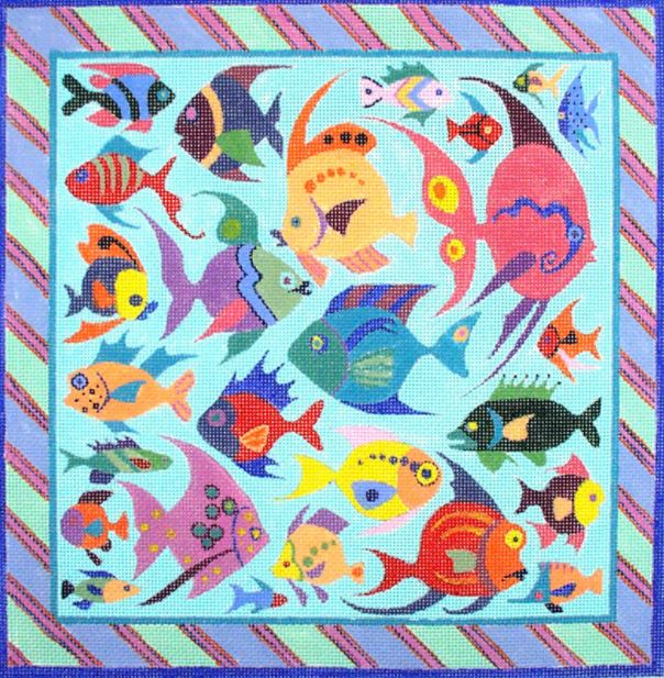 click here to view larger image of Tropical Fish - Brights (hand painted canvases)