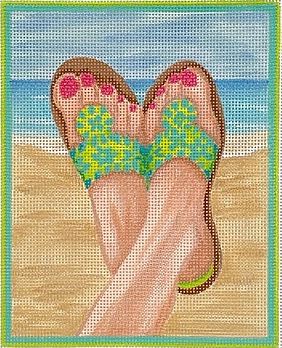 click here to view larger image of Here’s Looking at Shoe - Jack Rogers Sandals (hand painted canvases 2)