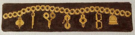 click here to view larger image of Gold Stitchers Charms on Dark Brown (hand painted canvases)