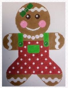 click here to view larger image of Giant Gingerbread Girl Red/Green  (hand painted canvases)