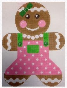 click here to view larger image of Giant Gingerbread Girl Pink/Lime (hand painted canvases)