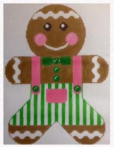 click here to view larger image of Giant Gingerbread Boy Pink/Lime (hand painted canvases)