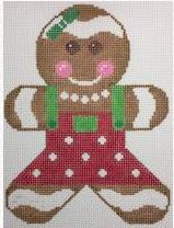 click here to view larger image of Mini Gingerbread Girl Red/Green (hand painted canvases)