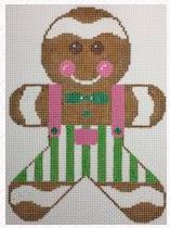click here to view larger image of Mini Gingerbread Boy Pink/Lime (hand painted canvases)