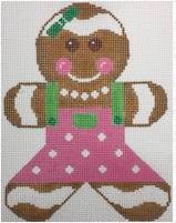 click here to view larger image of Mini Gingerbread Girl Pink/Lime (hand painted canvases)
