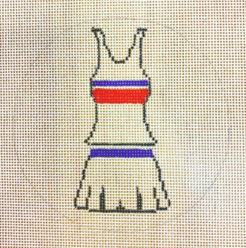 click here to view larger image of Tennis Dress Red/White/Blue (hand painted canvases)