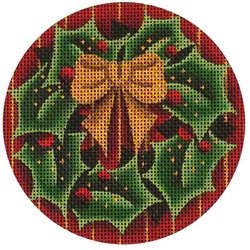 click here to view larger image of Holly Wreath (hand painted canvases)