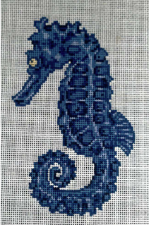 click here to view larger image of Box Tops - Blue Seahorse (hand painted canvases)