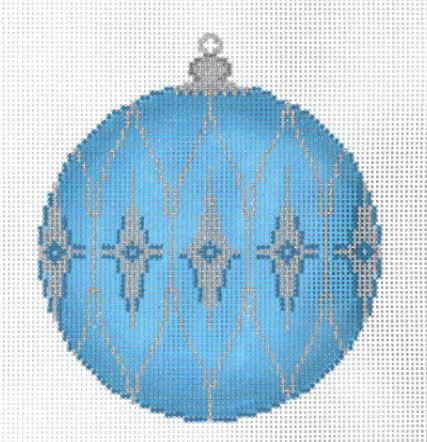 click here to view larger image of Christmas Ball Silver/Blue (hand painted canvases)